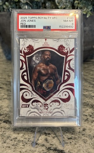 2025 Jon Jones Topps Royalty Red /15 Psa 8 ! Pop 1 None Higher 