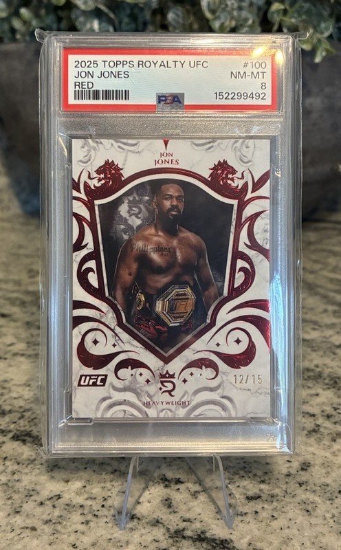 2025 Jon Jones Topps Royalty Red /15 Psa 8 ! Pop 1 None Higher