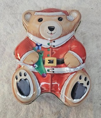 The Tin Box Company of America Novelty CHRISTMAS Teddy Bear Candy Tin EMPTY