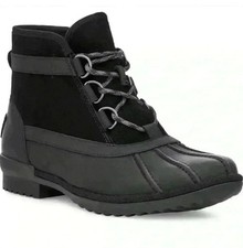 UGG Greda Waterproof Duck Boot in Black Leather/Suede Size 5 NIB