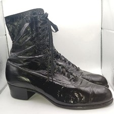 Steampunk Victorian Black Leather Lace Up Boots Women's 1890s -1910 Witchy