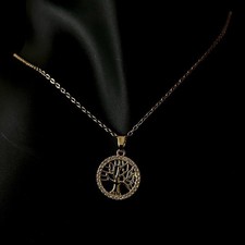 Tree of Life Circle Pendant Necklace – 18K Gold-Plated Stainless Steel