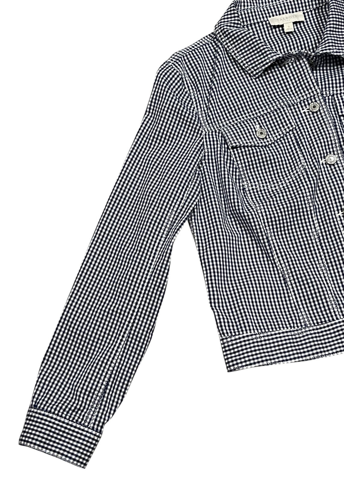 Talbots Lightweight Gingham Jacket Navy White Siz… - image 5