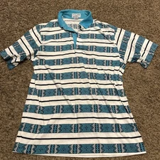 Vintage Par Four Novelty Golf Polo Shirt Sz M Thin All Over Print Dad Preppy A13