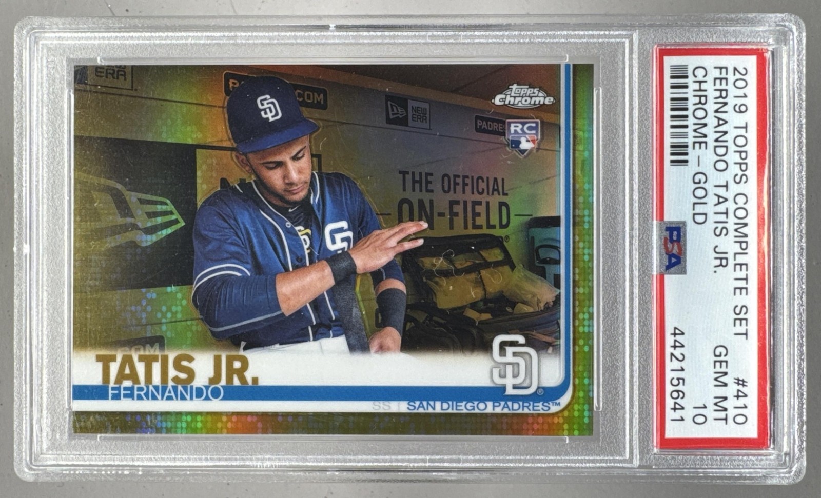 Fernando Tatis Jr 2019 Topps Complete Chrome #410 Gold Refractor RC 15/50 PSA 10