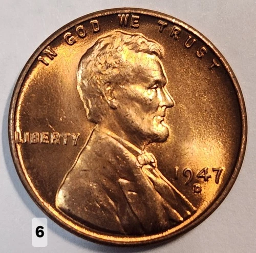 1947-D Lincoln Cent BU  Nice Red Color #6