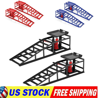  2PCS Hydraulic Car Ramps, 5T/11000Lb Heavy Duty Auto Service Ramps Adjustable