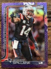 2025 Topps Chrome NFL Robert Spillane Purple Leather Refractor #65/75 Patriots