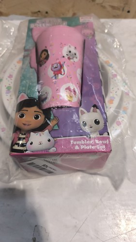 Gabby's Dollhouse 3-Piece Kids Tableware Set – Plate, Bowl and Cup, Pink, Age 2+ - Picture 2 of 8