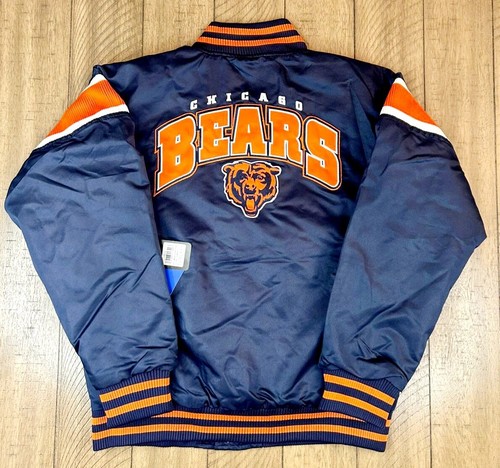 Chicago Bears Youth NFL Ultra Game Satin Bomber Jacket Blk - Size M(10/12)