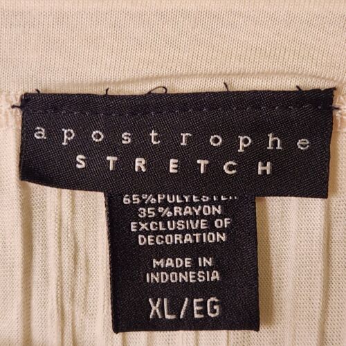 Apostrophe Top Womens XL Knit Camisole Ivory Crinkle Chiffon Accents - Picture 3 of 12