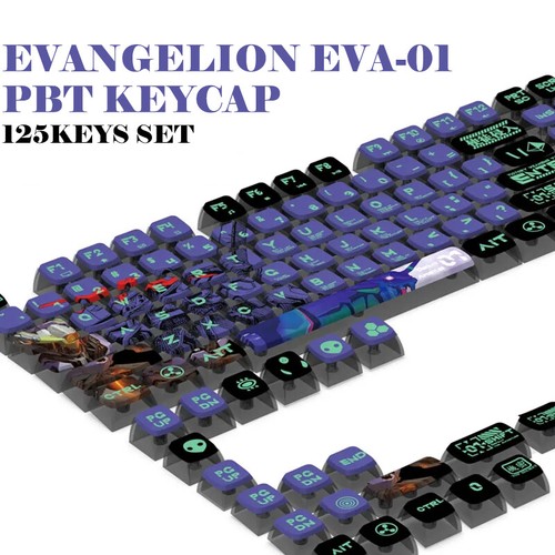 EVA01 NEON GENESIS EVANGELION PBT Clear Keycaps Set for Mechanical Keyboard - Picture 3 of 6