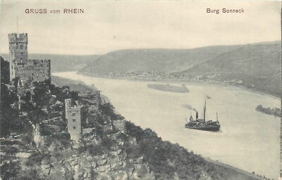 C-1910 Germany Rhein River Burg Sonneck Postcard 24-11927