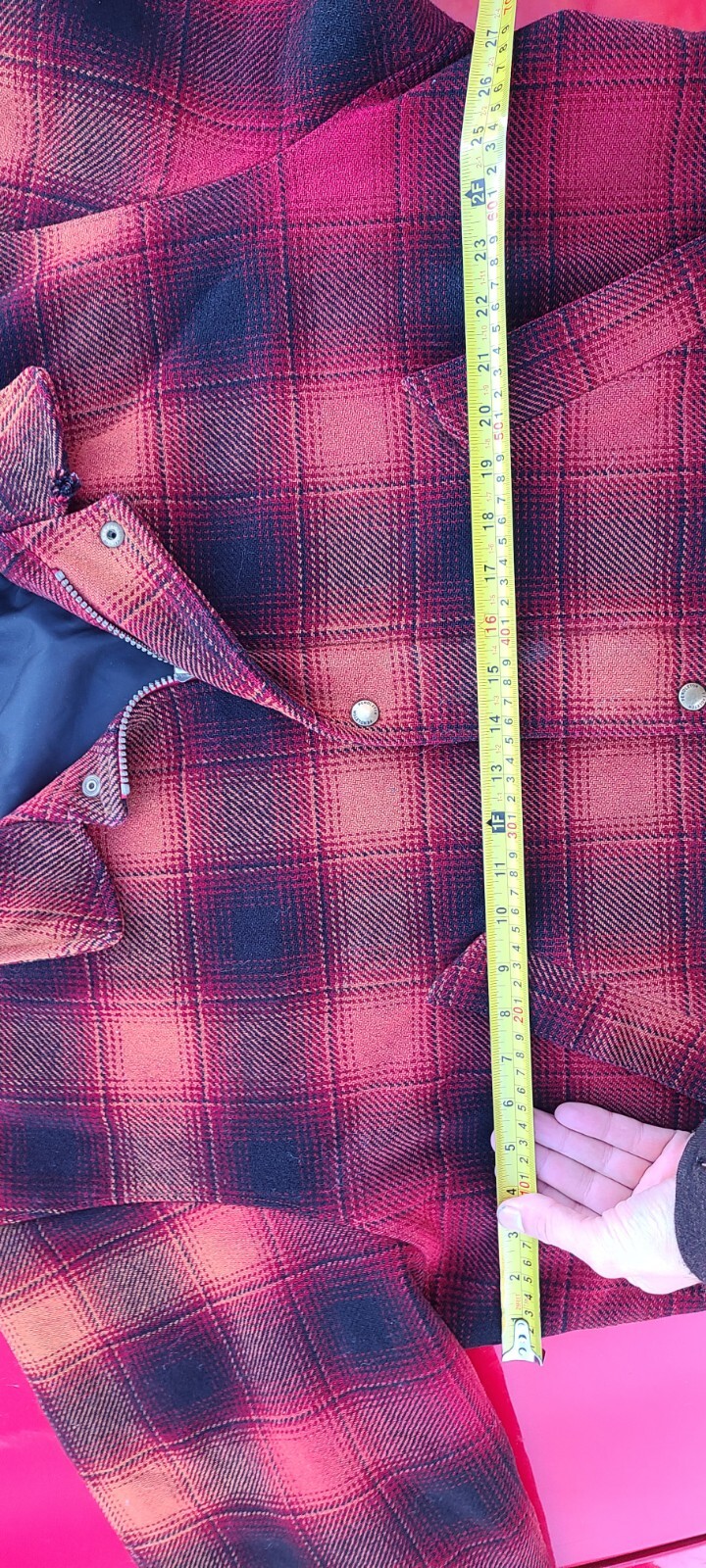 Pendleton Distressed Wool Red Orange Plaid Lumber… - image 12