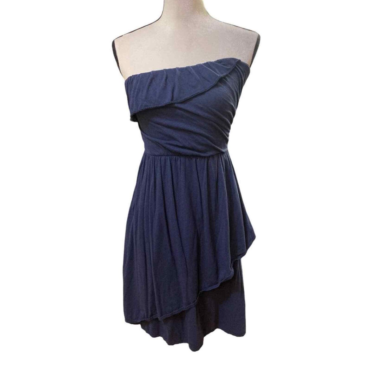 american eagle navy blue dress American Eagle Navy Ruched Asymmetrical Mini Dress