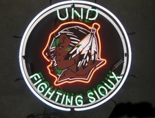 Us Stock 24x24 North Dakota Fighting Sioux Und Neon Sign Lamp Light Vivid Jy