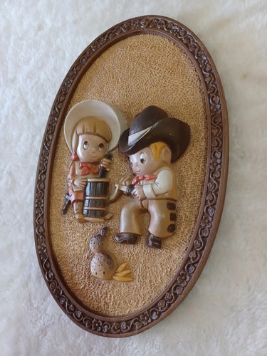 VINTAGE SET 2 WALL PLAQUES COWBOY COWGIRL RETRO HOMESTEAD FARMHOUSE COUNTY DECOR - Picture 5 of 10