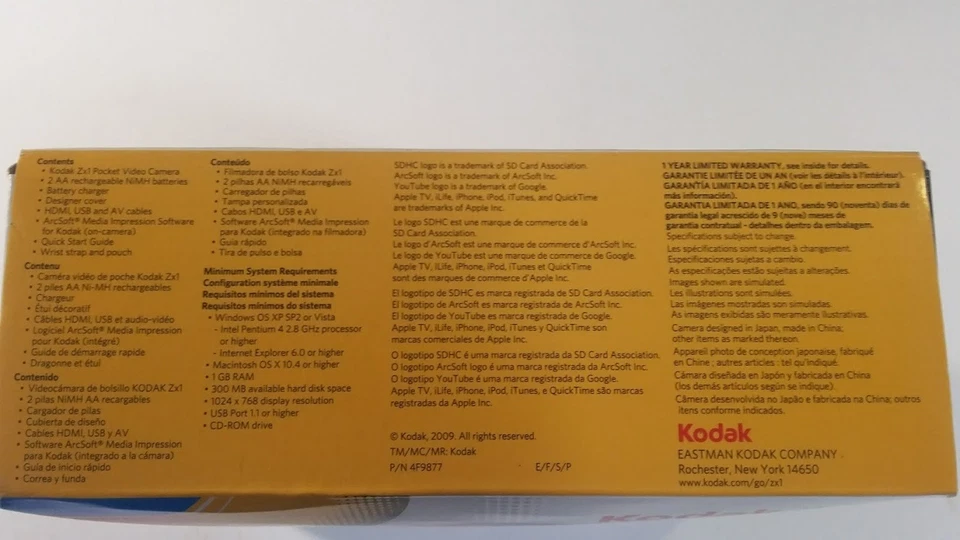 Kodak Zx1 Pocket Video Camera Black 720p HD Weather Resistant Easy Share YouTube - Image 3 of 4