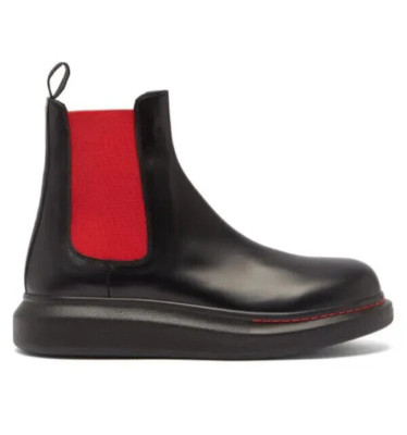 Alexander Mcqueen Z3627 Mens Black Leather Platform Pull-On Boots Size 44E