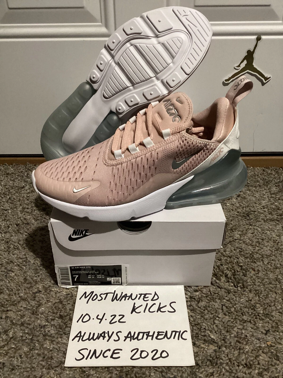 DS 2021 Nike Air Max 270 Pink Oxford Metallic Silver Women’s Sz 7!!