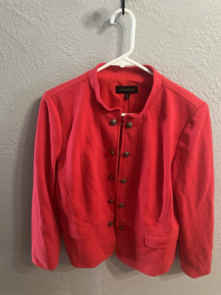 Talbots Red Cotton Stretch Long Sleeve Button Blazer Jacket Women’s Size 16 - Image 4 of 4