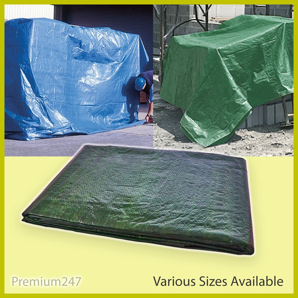 4 Sizes Of Heavy Duty Green Tarpaulin Waterproof Cover Tarp Ground Camping Sheet
