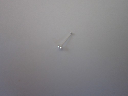 Sterling Silver Nose Stud shiny crystal 1.5mm silver ball end 9mm long round A - Picture 3 of 3