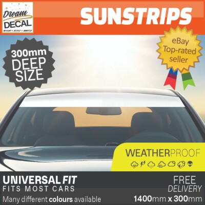 SONNENLEISTE GLANZ WEISS Universal Auto Van Windschutzscheibe Sunstrip 1400mm x 300mm