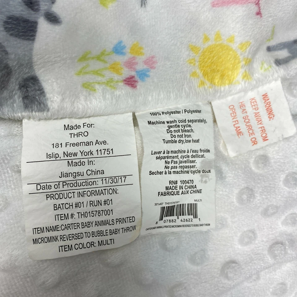 Manta para bebé Thro blanca cerdo vaca oveja conejito animales de granja sol Minky Dots Lovey  Foto 3 de 3