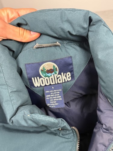 Woodlake Puffer Vest Mens Large Green Duck Down Hunting Snap Zip Insulated - Picture 10 of 19