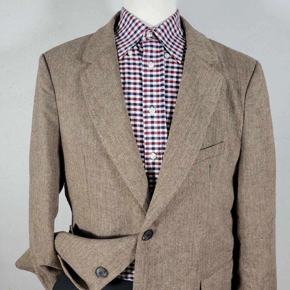 Abrigo Blazer Deportivo El Señor de los Anillos Para Hombre Tweed Dos Botones Espiga 48L Foto 2 de 4