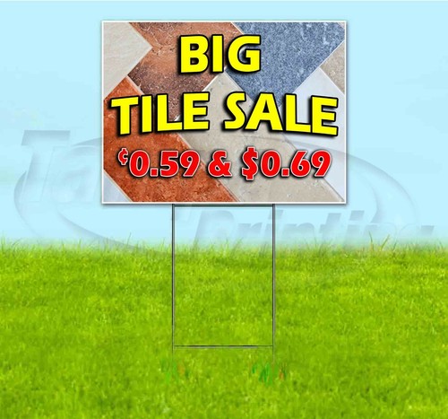 BIG TILE SALE 18x24 Yard Sign WITH STAKE Corrugated Bandit USA BUSINESS ...