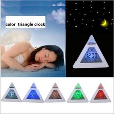 Modern Digital Alarm Clock Wake Up Lights Time Temp Display Night Light LED Lamp