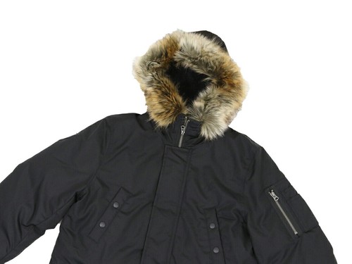 Polo Ralph Lauren Boy's N-3B Down Lined Jacket Coat - Black with Fur Hood - Picture 2 of 9