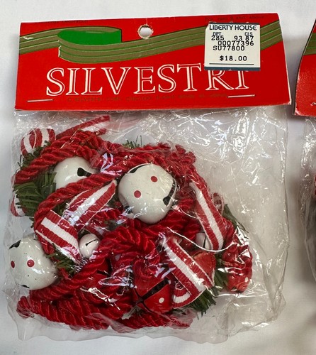 NEW Set Of 4 Vintage Silvestri Christmas Ornament Jingle Bells w/ Holly Garland - Picture 5 of 6