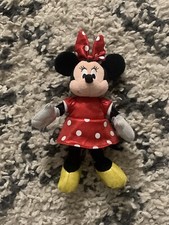 TY Sparkle Minnie Mouse Walt Disney Red Satin Polka Dot Dress Plush 8  