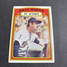 1972 TOPPS BILLY MARTIN DETROIT TIGERS IN ACTION CARD # 34