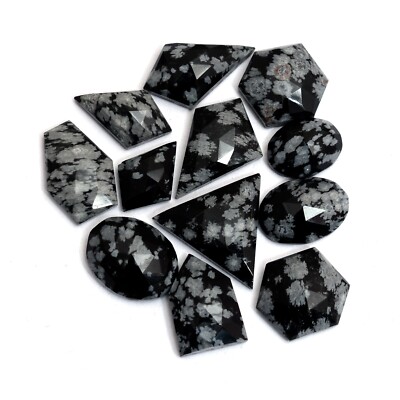 Snowflake Obsidian Finest Quality Gemstones Fancy Faceted Rose Cut Lot 14mm-19mm
