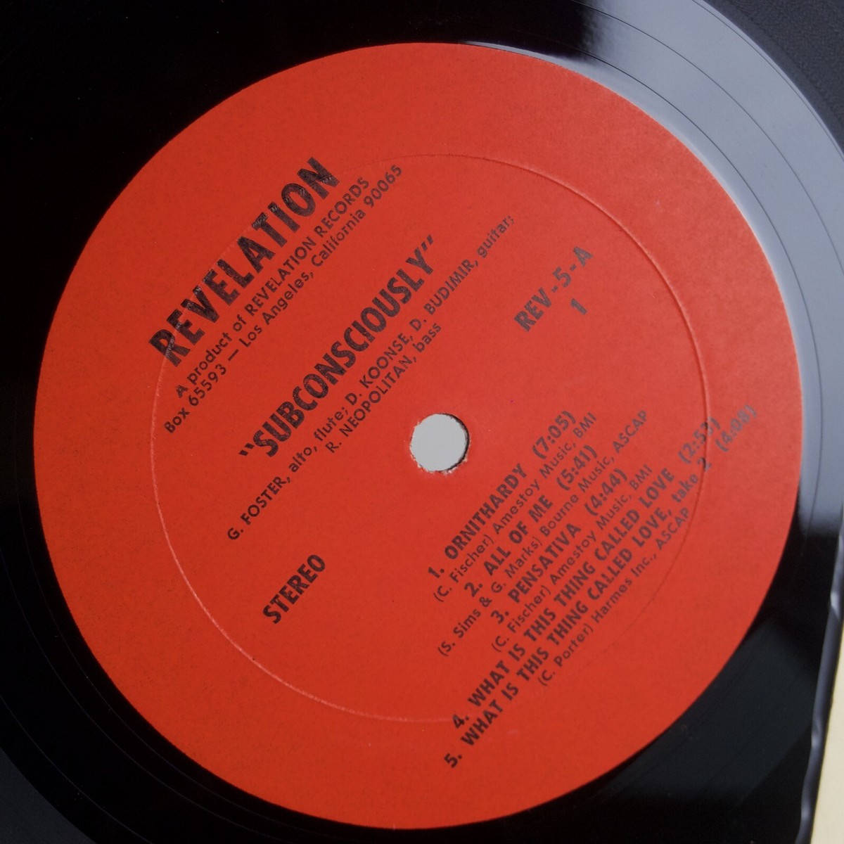 GARY FOSTER: Subconsciously US Revelation '68 Cool Jazz
