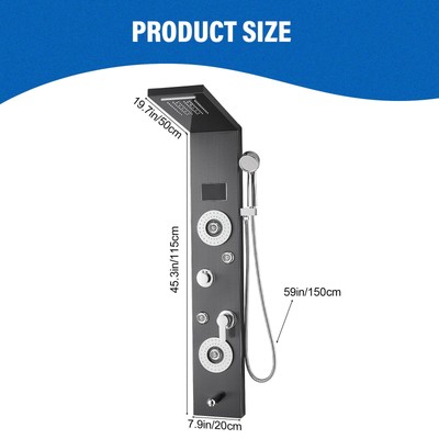 LED Shower Panel Tower System Stainless Steel Multi-Function Body Massage Jets