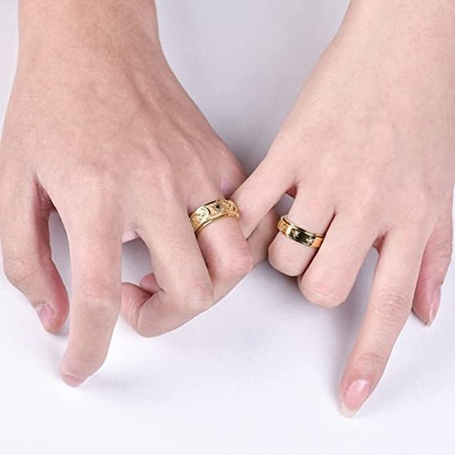 Sun Moon and Star Spinner Fidget Ring Rotating Engagement Wedding Band 8MM - Picture 2 of 8