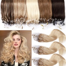 Blonde Remy Micro Loop Ring 100 Real Human Hair Extensions Beads Link Bonded US