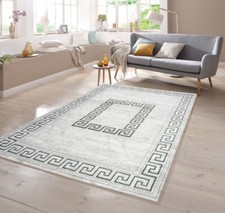 Moderner Teppich mit Glitzergarn mit Bordüre in Grau