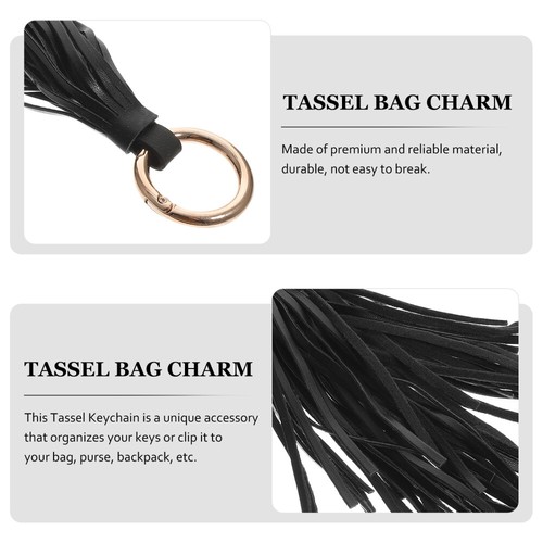 Charm Leather Tassels Leather Tassel Car Key Holder Fringed Bag - Picture 4 of 12