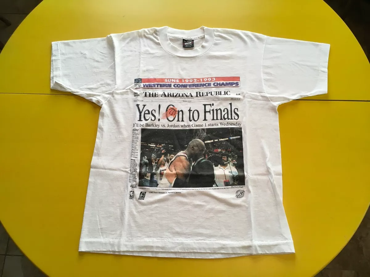 Vintage 1993 NBA Finals Chicago BULLS Phoenix SUNS T-Shirt Jordan Barkley L  USA