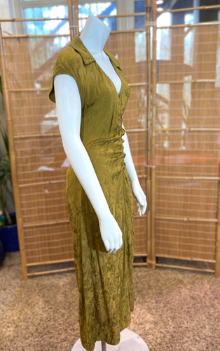 Zara Woman DRAPED JACQUARD MIDI DRESS VNeck Ruched Collared Shirt Bodycon Party - Foto 3 di 6