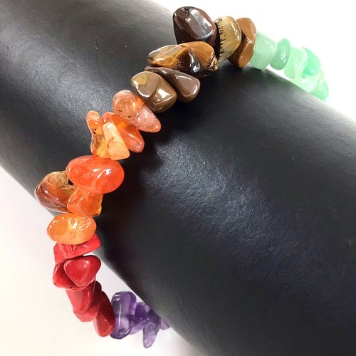 Handmade 7 Chakra Gemstone Stretch Balance Healing Women&Men Gift Chip Bracelet - Picture 7 of 7