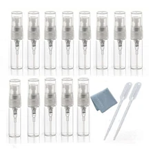 10Pcs Mini Clear 3Ml 1/6OZ Atomizer Fine Mist Empty Glass Bottle Spray Refillabl