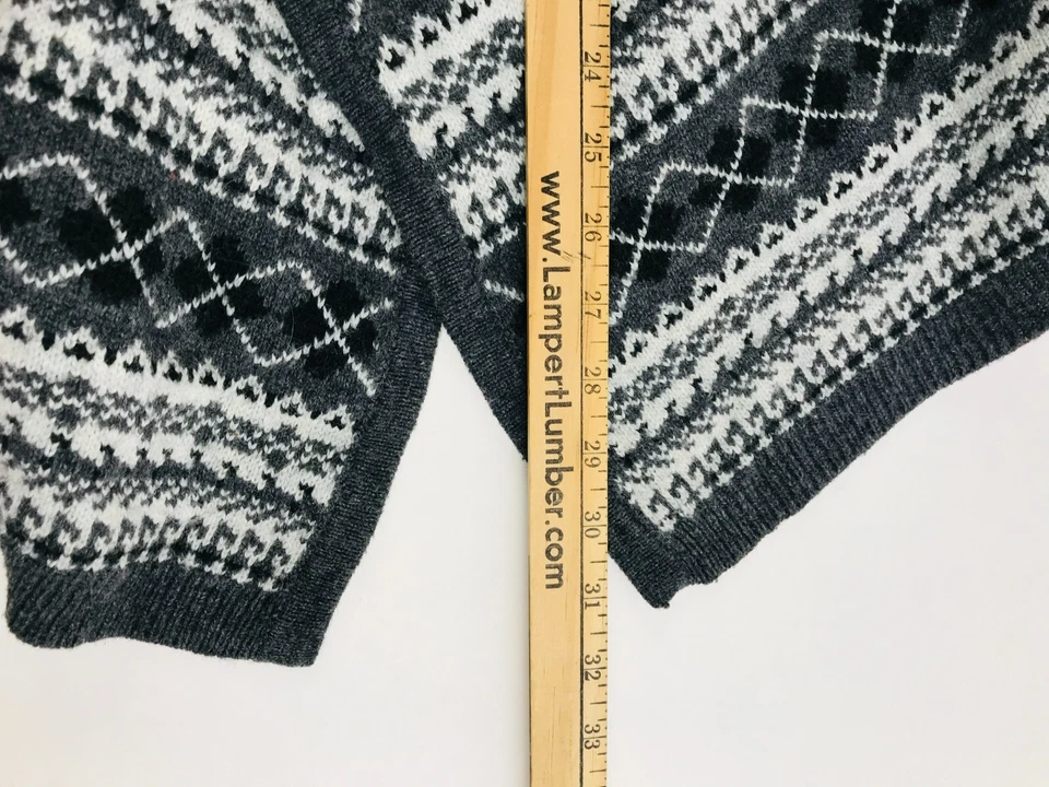 Cardigã Studio Works suéter feminino tamanho grande cinza branco preto aberto malha - Imagem 4 de 4