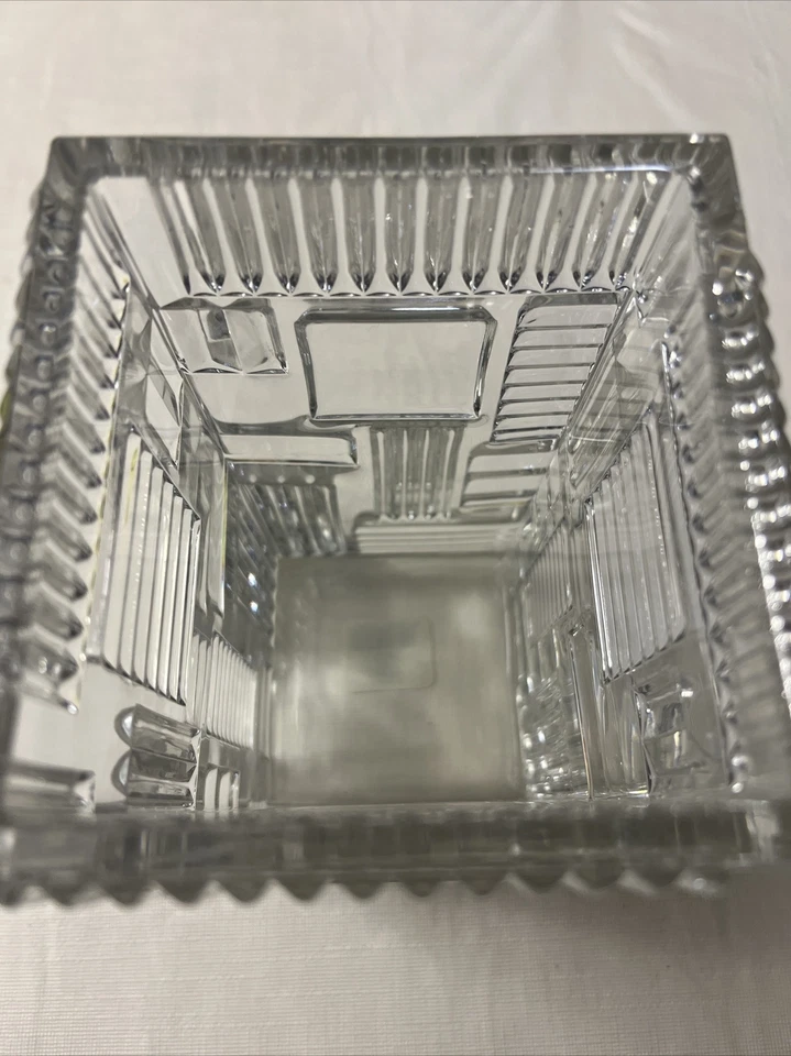 Marquis by Waterford Lead Crystal Cubist 8" Hurricane W/ Candle - Image 3 of 4